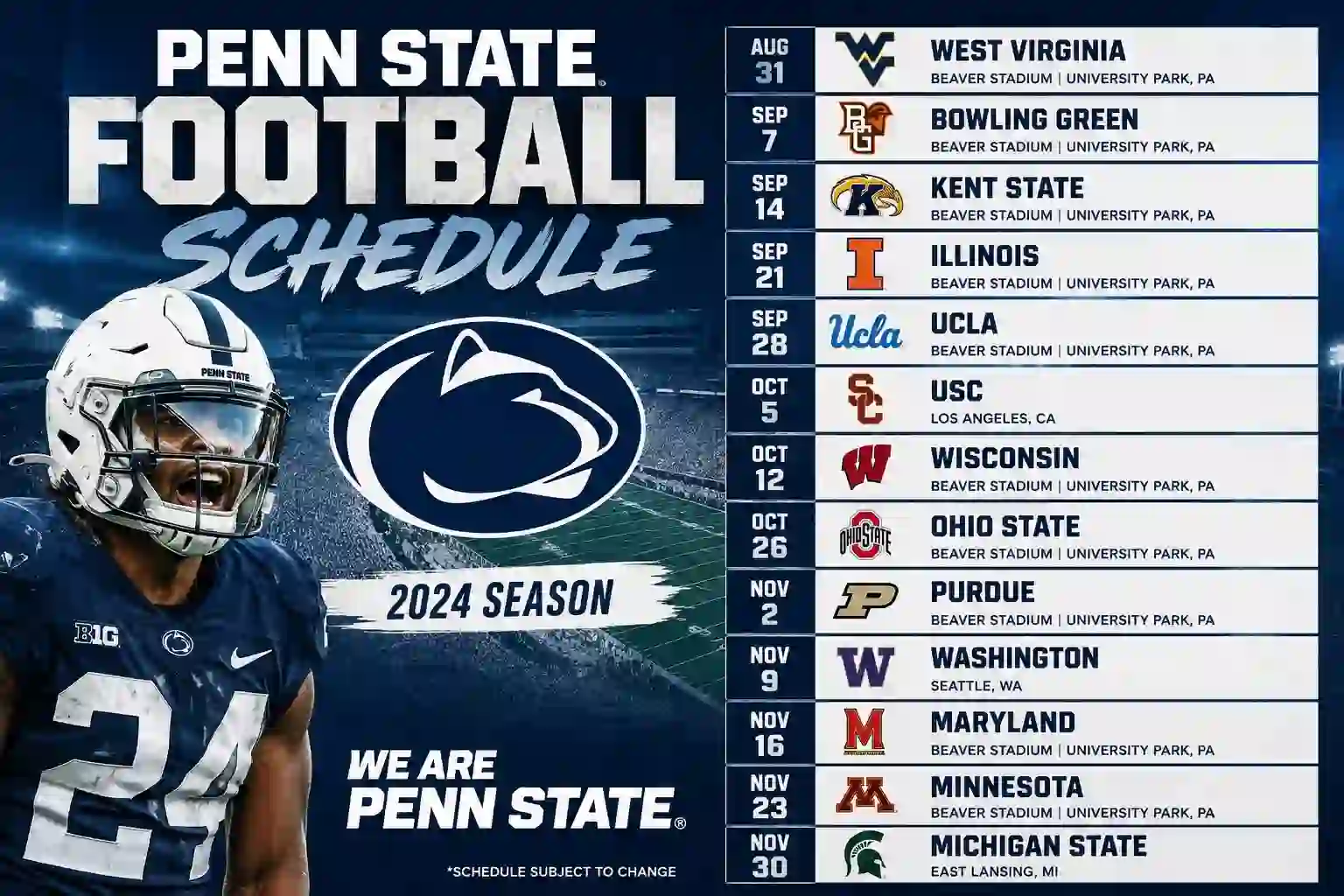 Penn State Football Schedule
