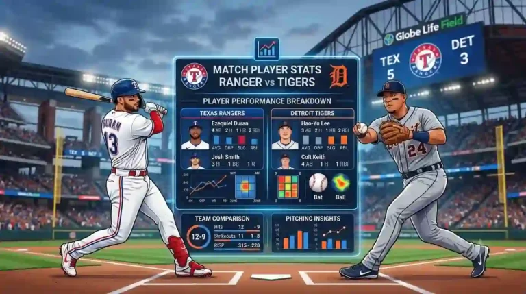 Texas Rangers vs Detroit Tigers Match Player Stats