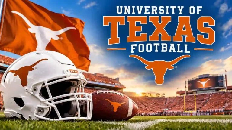 University of Texas football game with Longhorns helmet and stadium