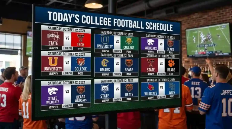 Who's playing college football today schedule broadcast on sports bar TV screens