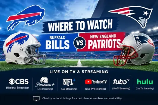 Where to watch Buffalo Bills vs New England Patriots live on TV and streaming services. Copy alt text